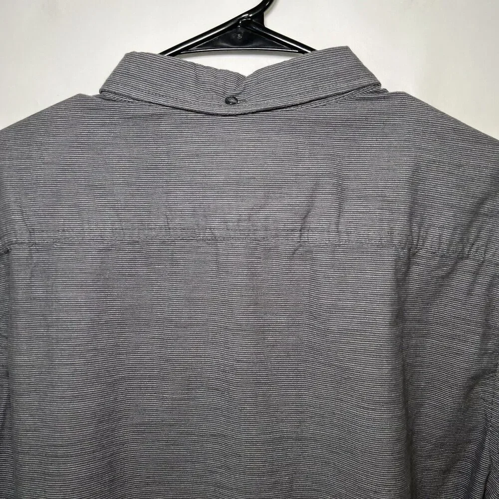 Quiksilver Modern Fit Button Down Shirt Mens Size M Medium Gray Long Sleeve EUC